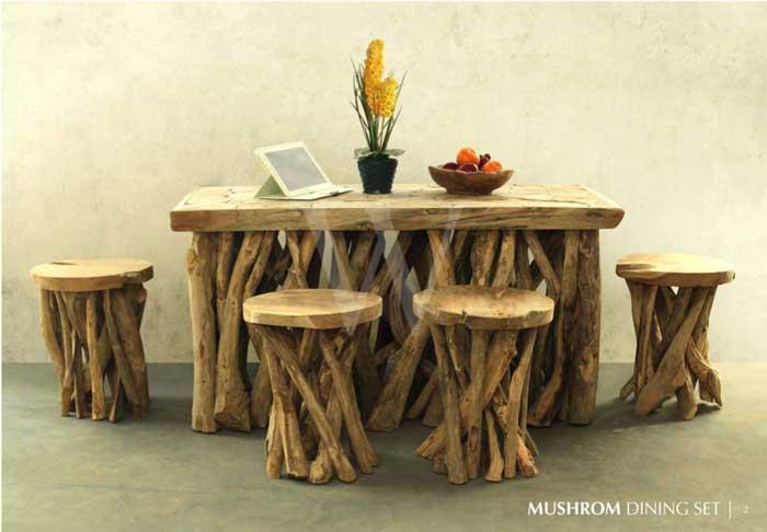Mushroom Dining reclaimed wood furniture Set
